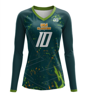 V-Neck Long Sleeve Jersey Green